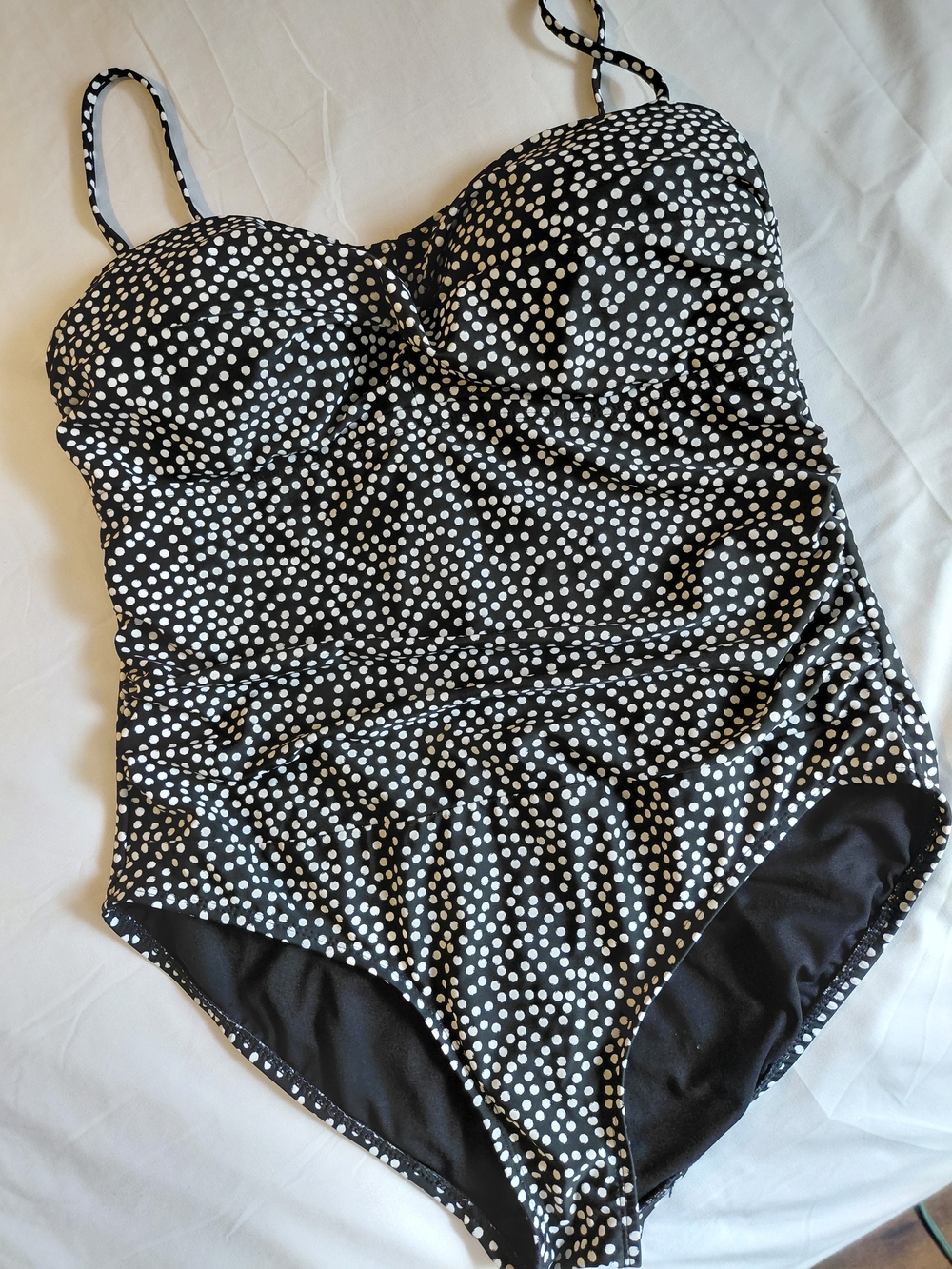 Catalina Black and White Polka Dot One-Piece Swimsuit Sz XL